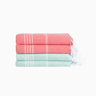 Premium Turkish Cotton Beach Towel Sultan ( Set of 4 Piece ) Aqua - Terra Cotta - Sul-Pest-285-95175-4S-AQ-TC - Arconiz