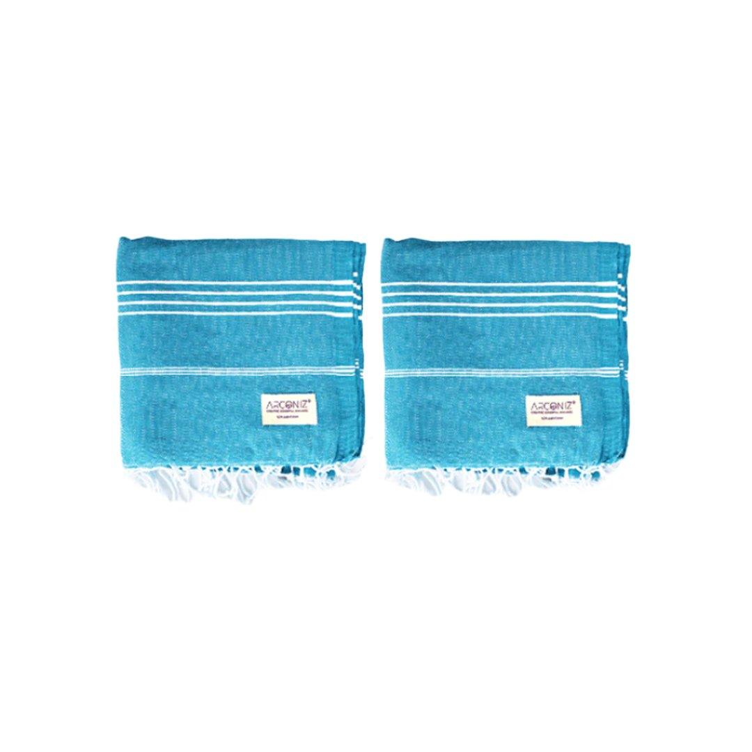 Luxurious Turkish Cotton Beach Towel Set (2 Pack) Turquoise - Sul-Pest-285-95175-2S-Turqu - Arconiz