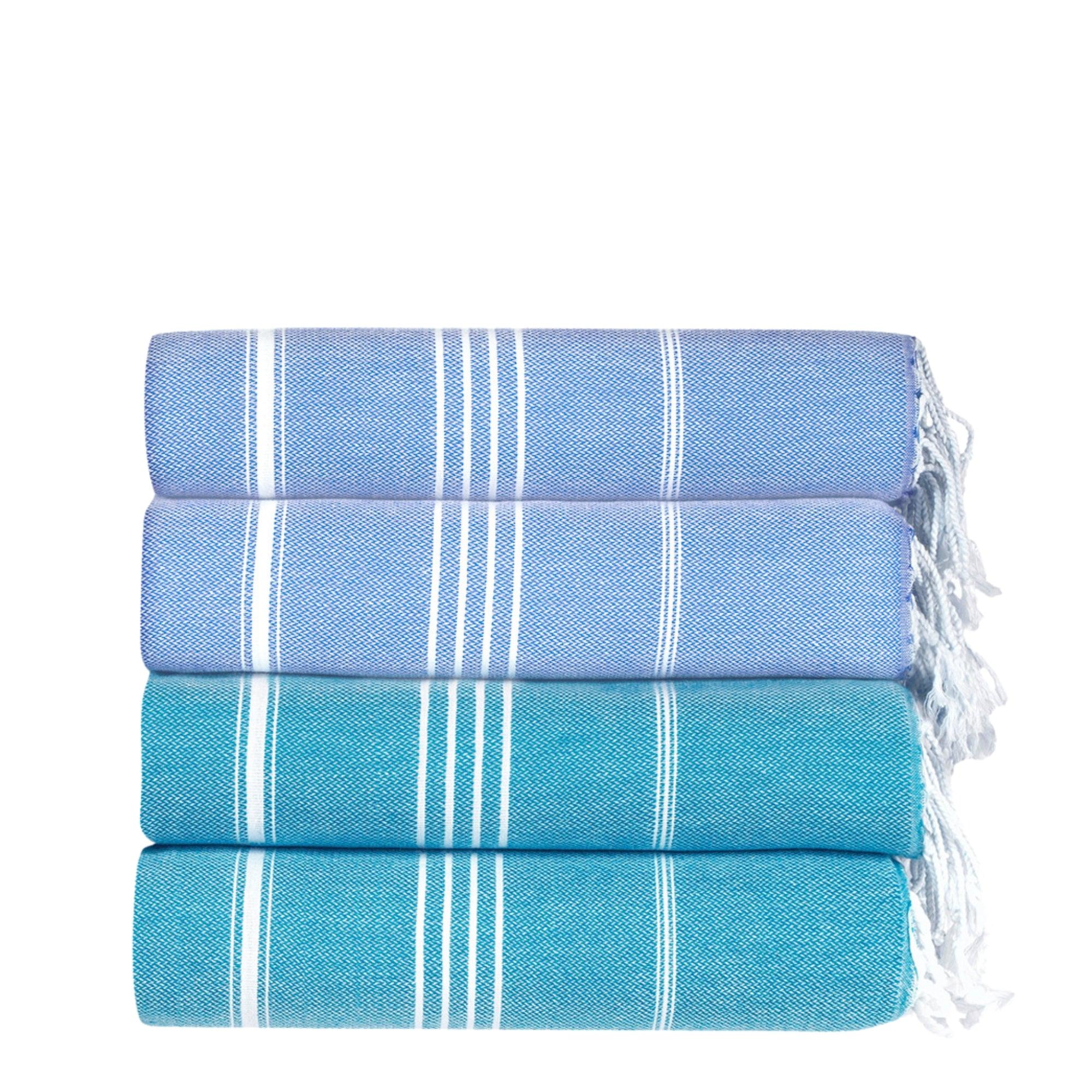 Premium Turkish Cotton Beach Towel Sultan ( Set of 4 Piece ) Turquoise - Light blue - IO-HXJF-MFI0 - Arconiz
