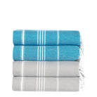 Premium Turkish Cotton Beach Towel Sultan ( Set of 4 Piece ) Turquoise - Light Grey - Sul-Pest-285-95175-4S-TQ-LG - Arconiz