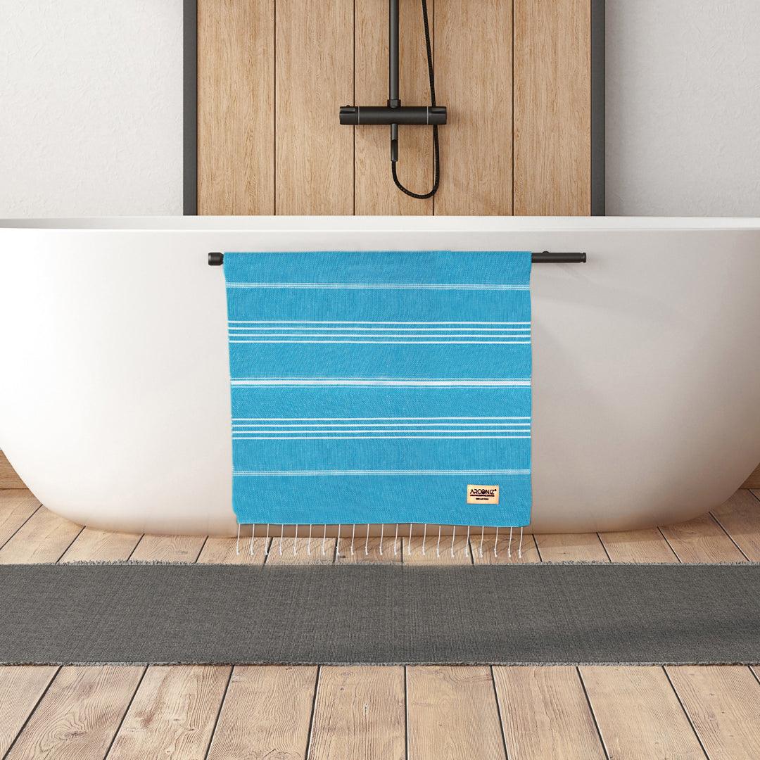 Luxurious Turkish Cotton Beach Towel Turquoise - HH-BY2A-M9OY - Arconiz