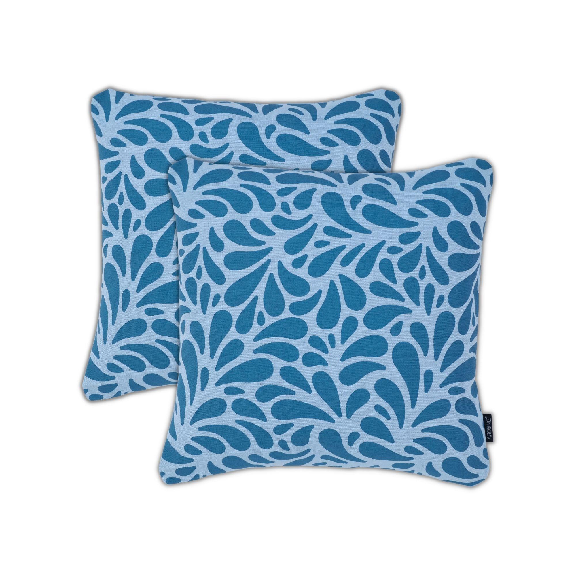 Floral Cotton Pillow Covers - THR-COVER-BLU-18.18-1.FLO.2 - Arconiz