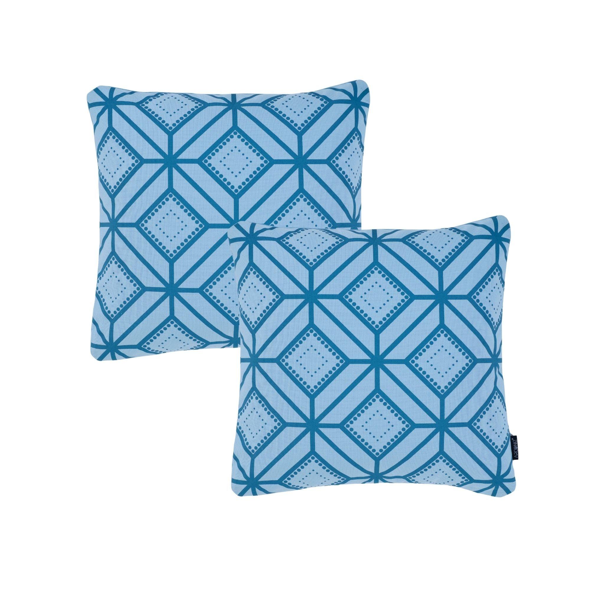 Blue Geometric Cotton Pillow Covers - THR-COVER-BLU-18.18-1.FLO.2 - Arconiz