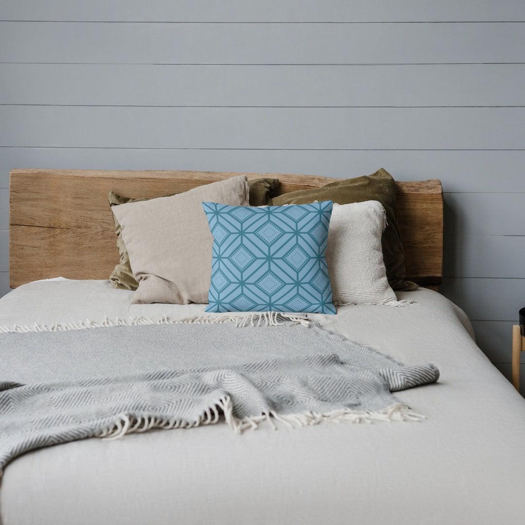 Blue Geometric Cotton Pillow Covers - THR-COVER-BLU-18.18-1.FLO.2 - Arconiz