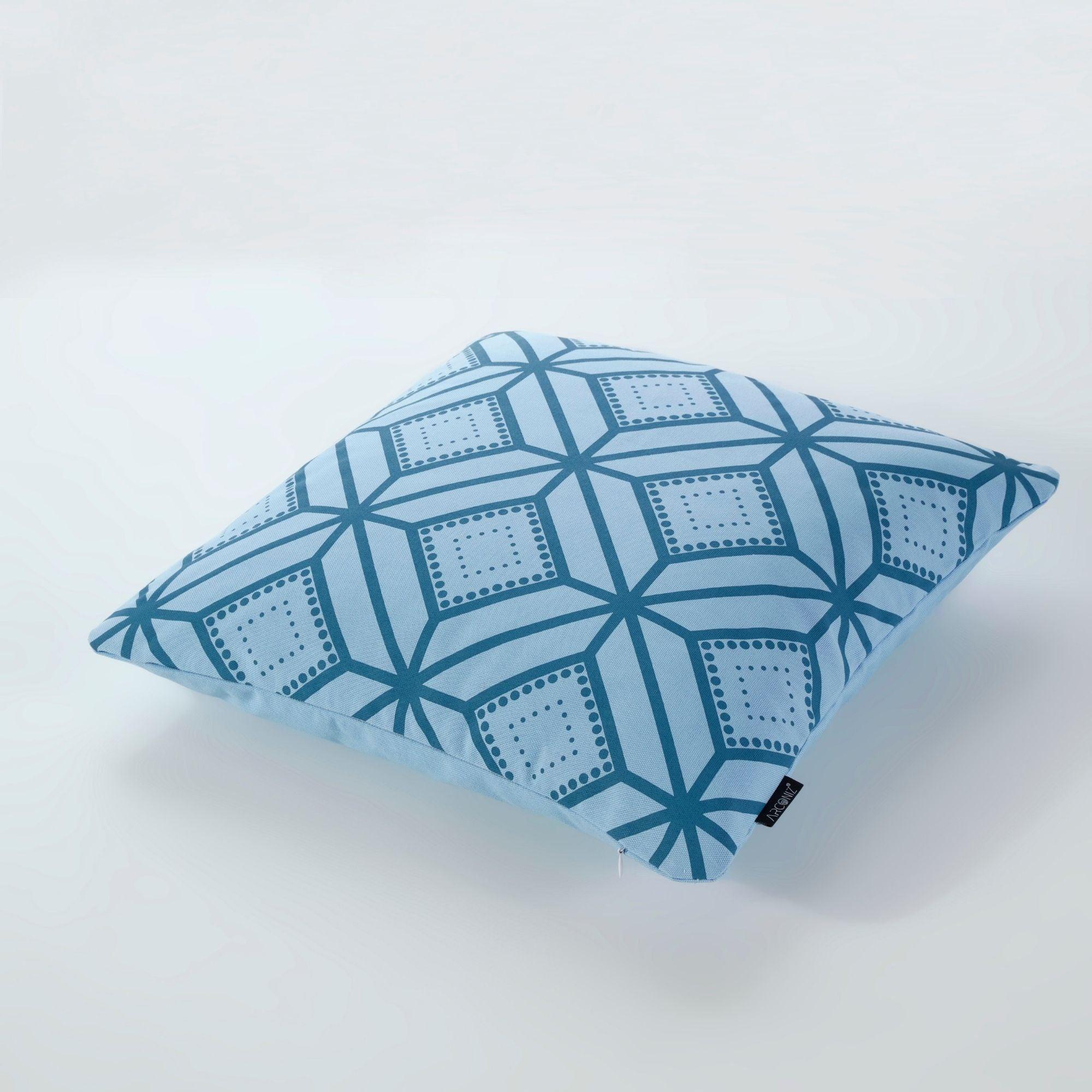 Blue Geometric Cotton Pillow Covers - THR-COVER-BLU-18.18-1.FLO.2 - Arconiz