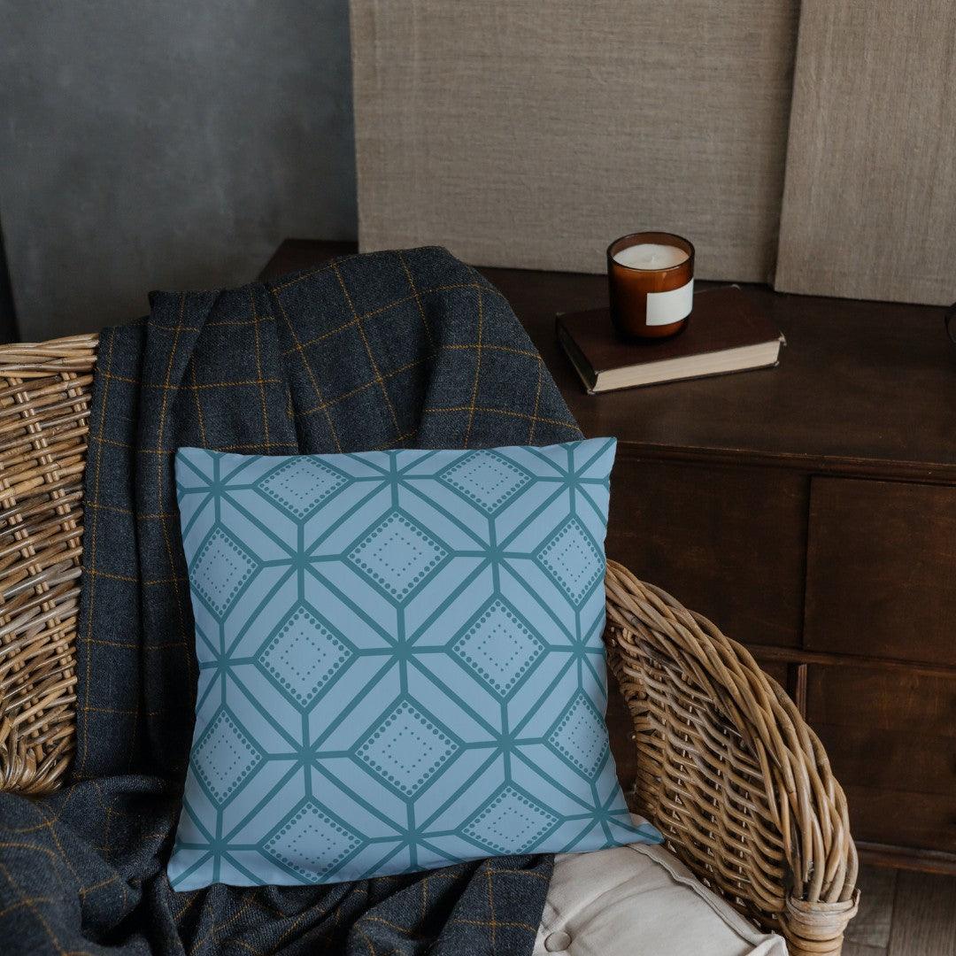 Blue Geometric Cotton Pillow Covers - THR-COVER-BLU-18.18-1.FLO.2 - Arconiz