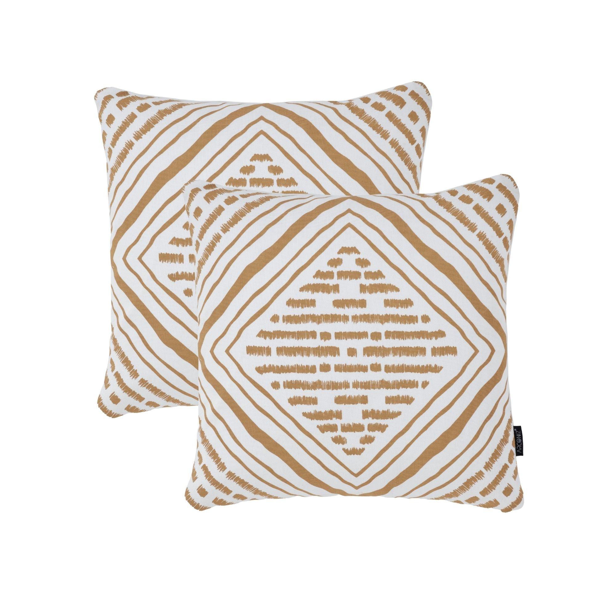 Brown Geometric Cotton Pillow Covers - THR-COVER-BRO-18.18-1.LGEO.2 - Arconiz