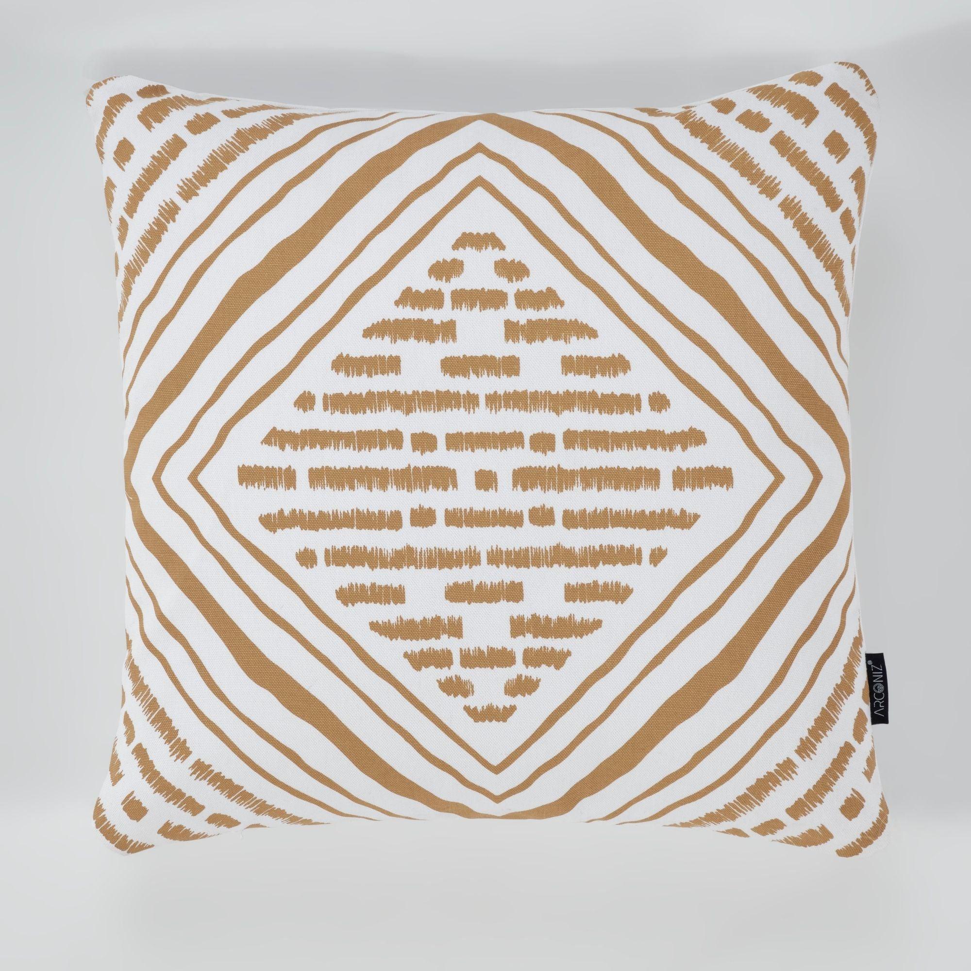 Brown Geometric Cotton Pillow Covers - THR-COVER-BRO-18.18-1.LGEO.2 - Arconiz