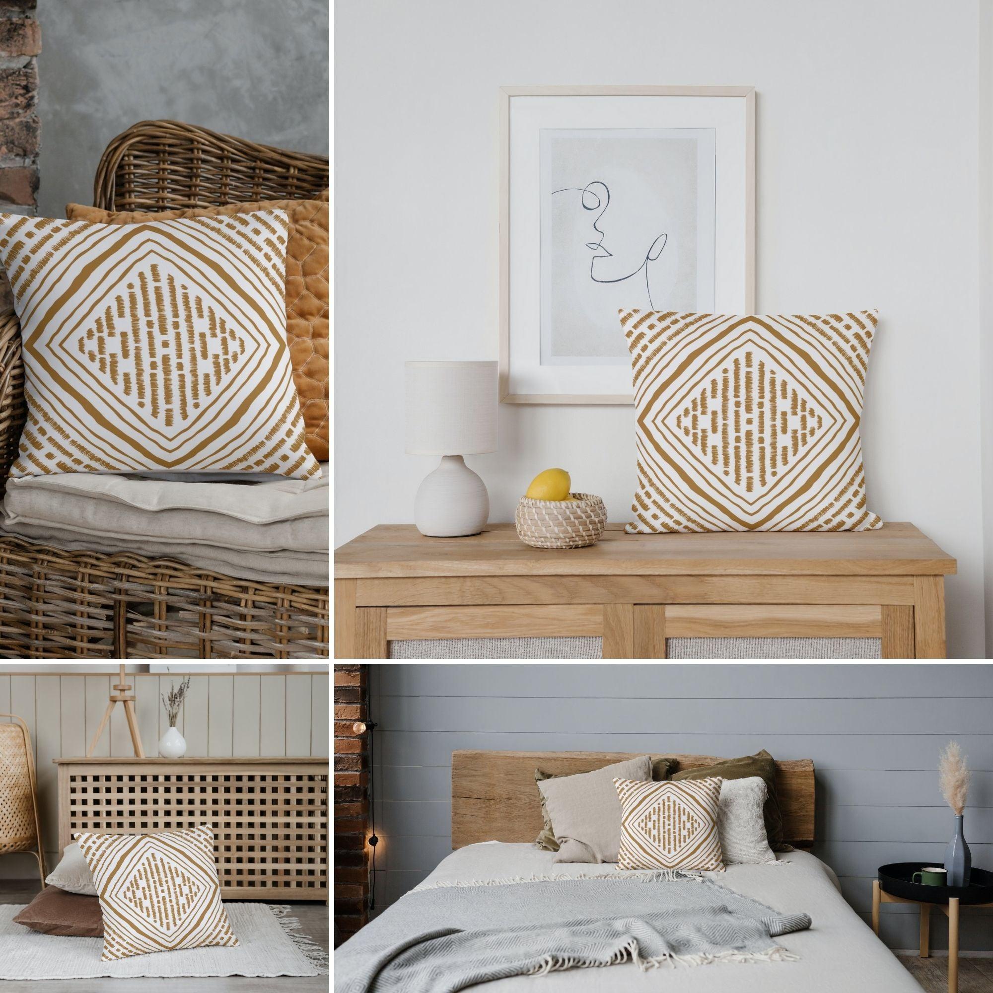 Brown Geometric Cotton Pillow Covers - THR-COVER-BRO-18.18-1.LGEO.2 - Arconiz