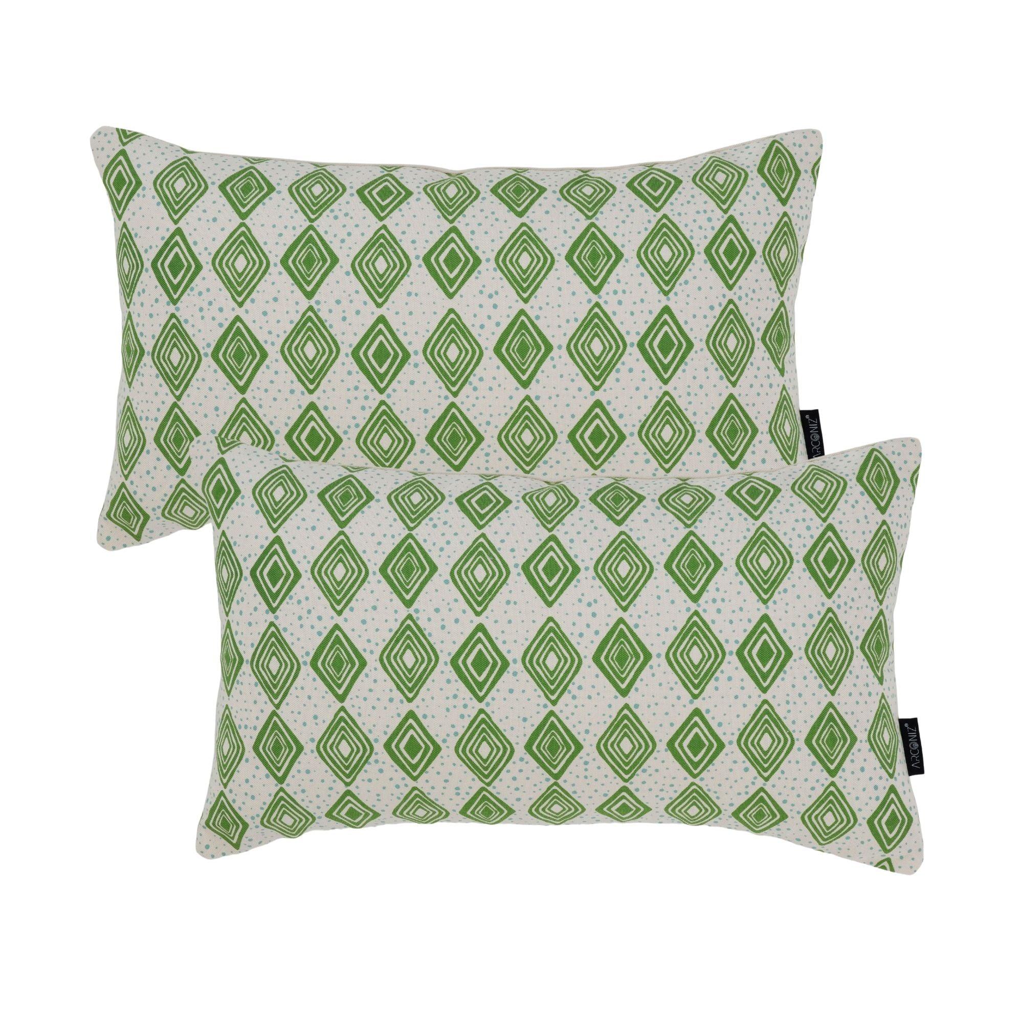 Diamond Pattern Green Pillow Covers - THR-COVER-GRE-12.20-2.GEO.2 - Arconiz