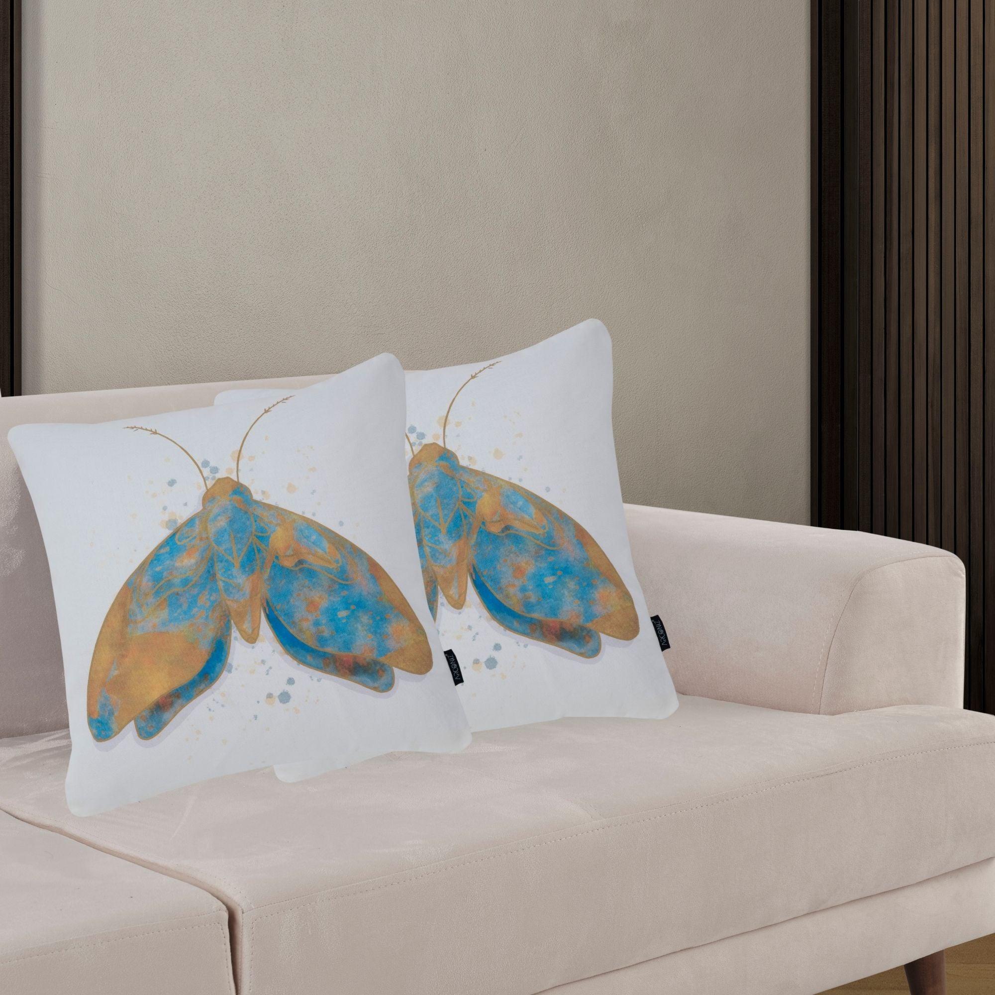 Butterfly Art Cotton Pillow Covers - THR-COVER-WHI-18.18-1.BFLY.2 - Arconiz