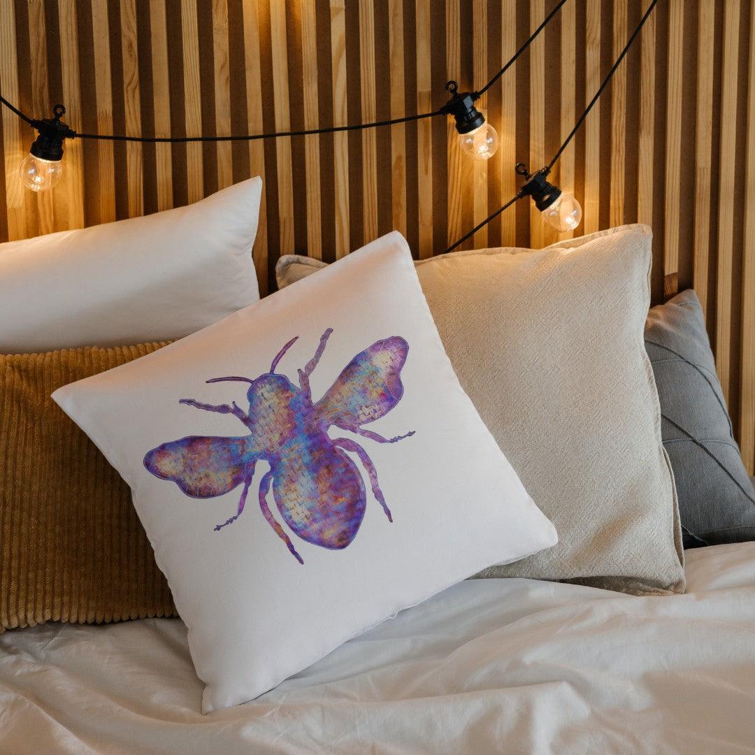 Bee Illustration Pillow Cotton Pillow Covers - THR-COVER-WHI-18.18-1.FLY.2 - Arconiz