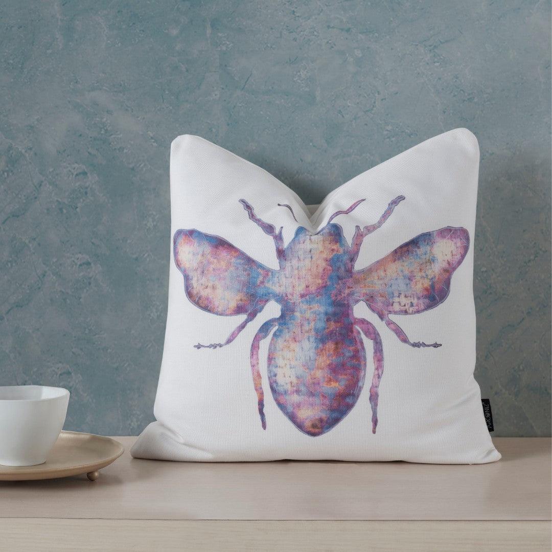 Bee Illustration Pillow Cotton Pillow Covers - THR-COVER-WHI-18.18-1.FLY.2 - Arconiz