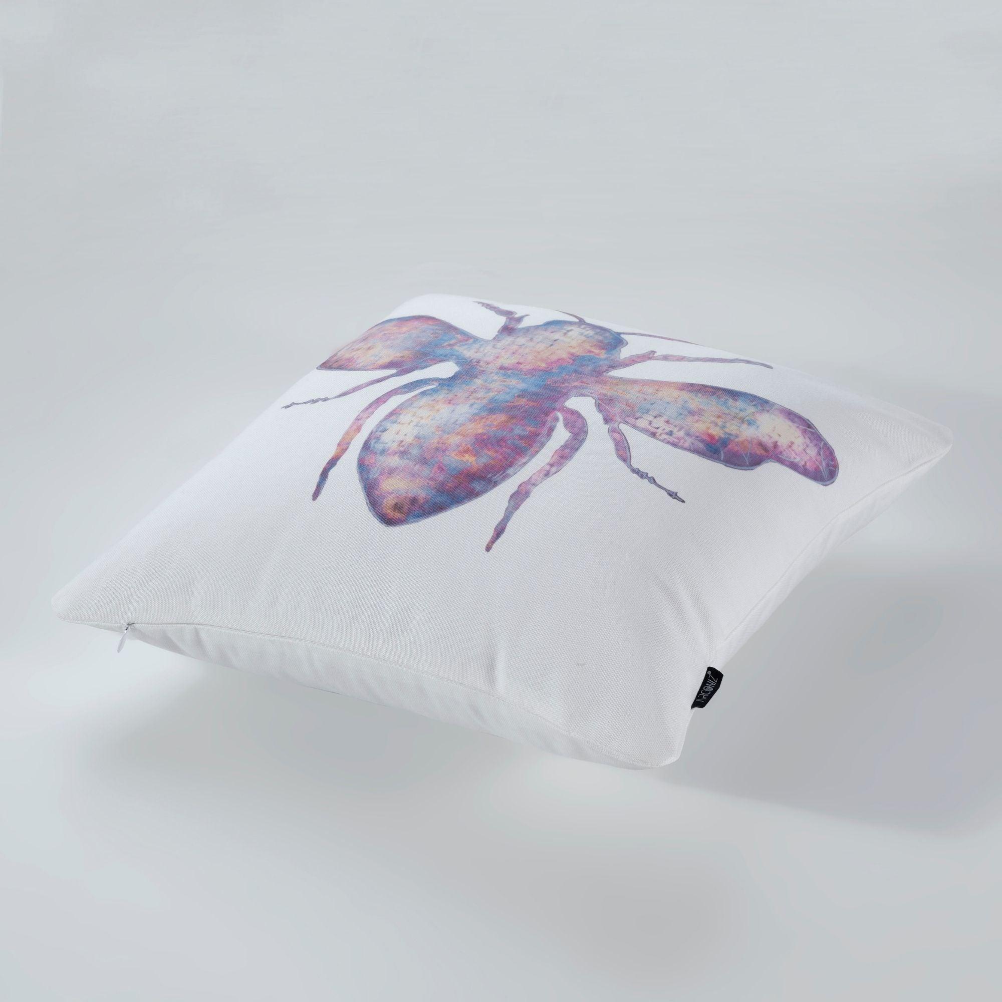 Bee Illustration Pillow Cotton Pillow Covers - THR-COVER-WHI-18.18-1.FLY.2 - Arconiz