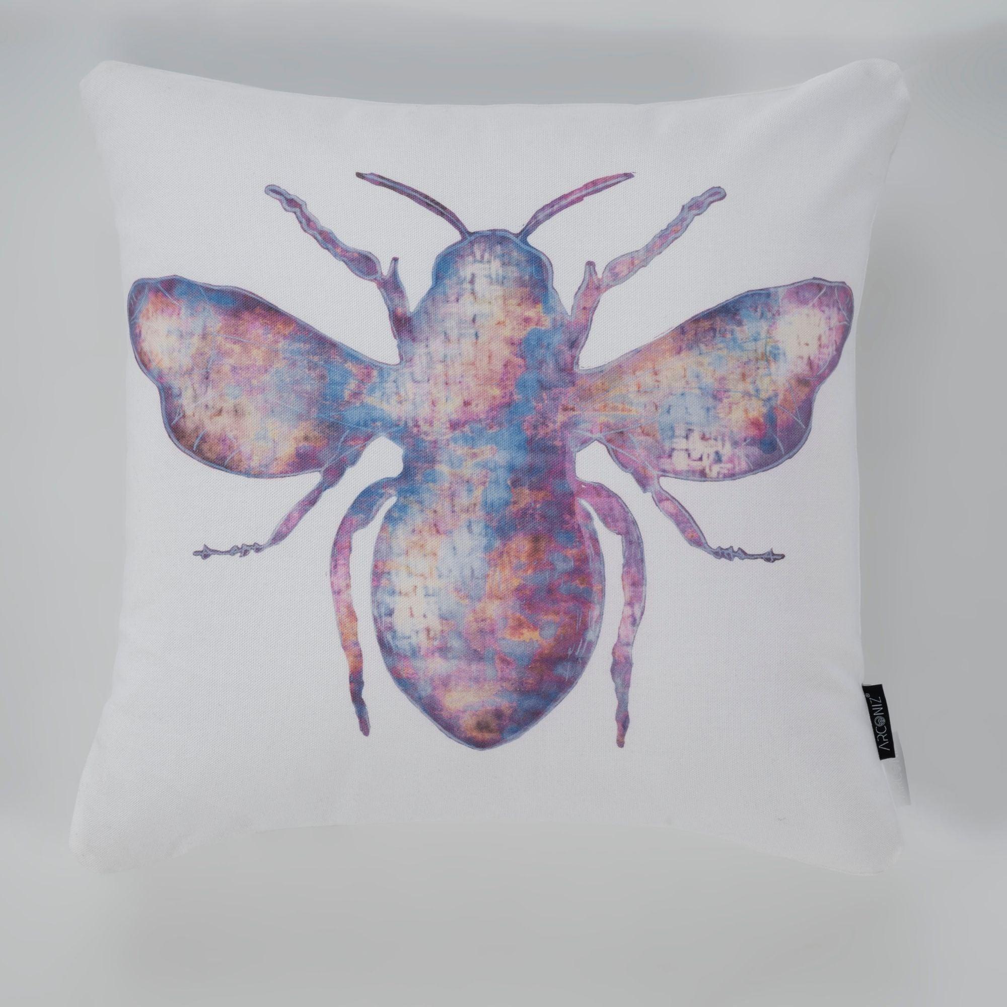 Bee Illustration Pillow Cotton Pillow Covers - THR-COVER-WHI-18.18-1.FLY.2 - Arconiz