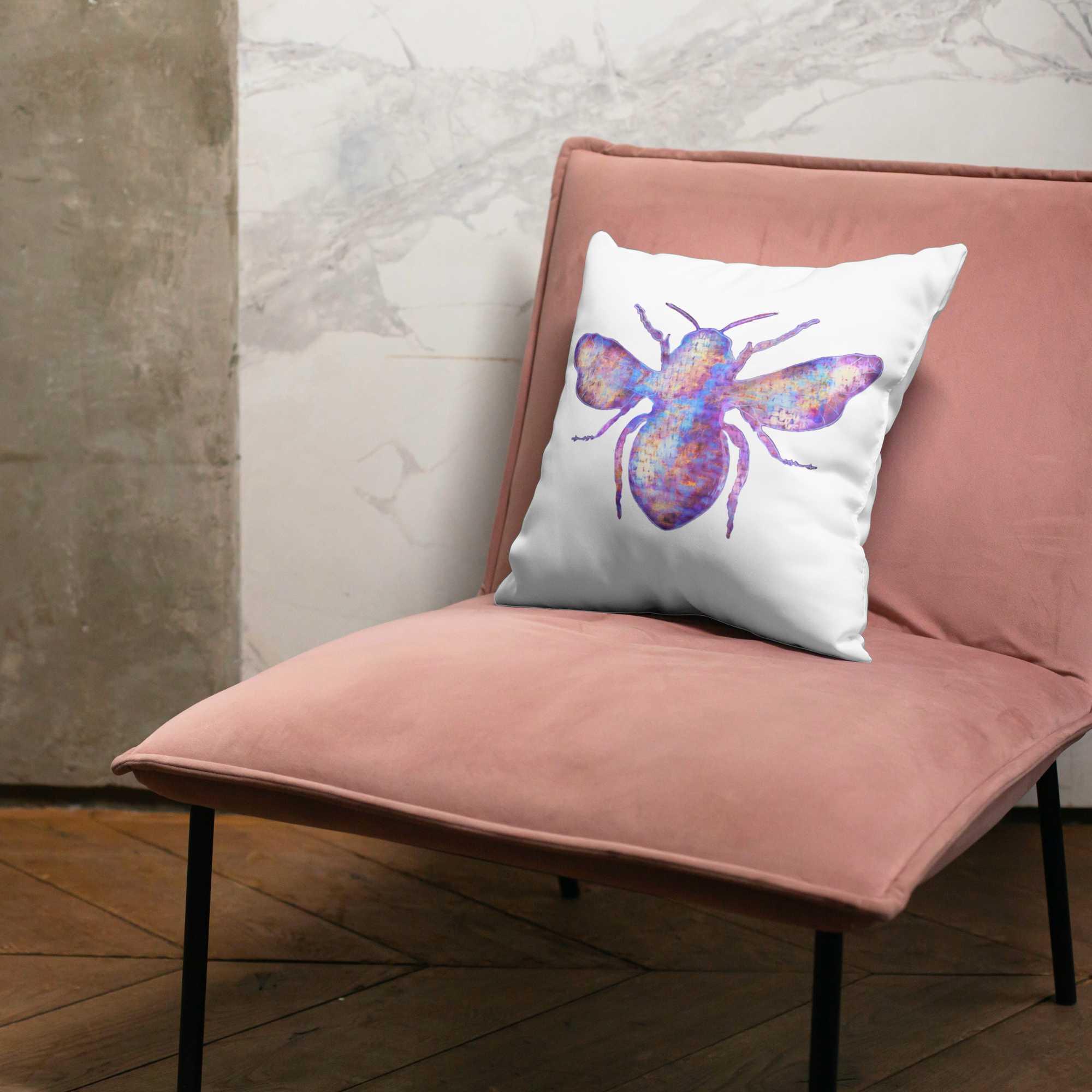 Bee Illustration Pillow Cotton Pillow Covers - THR-COVER-WHI-18.18-1.FLY.2 - Arconiz