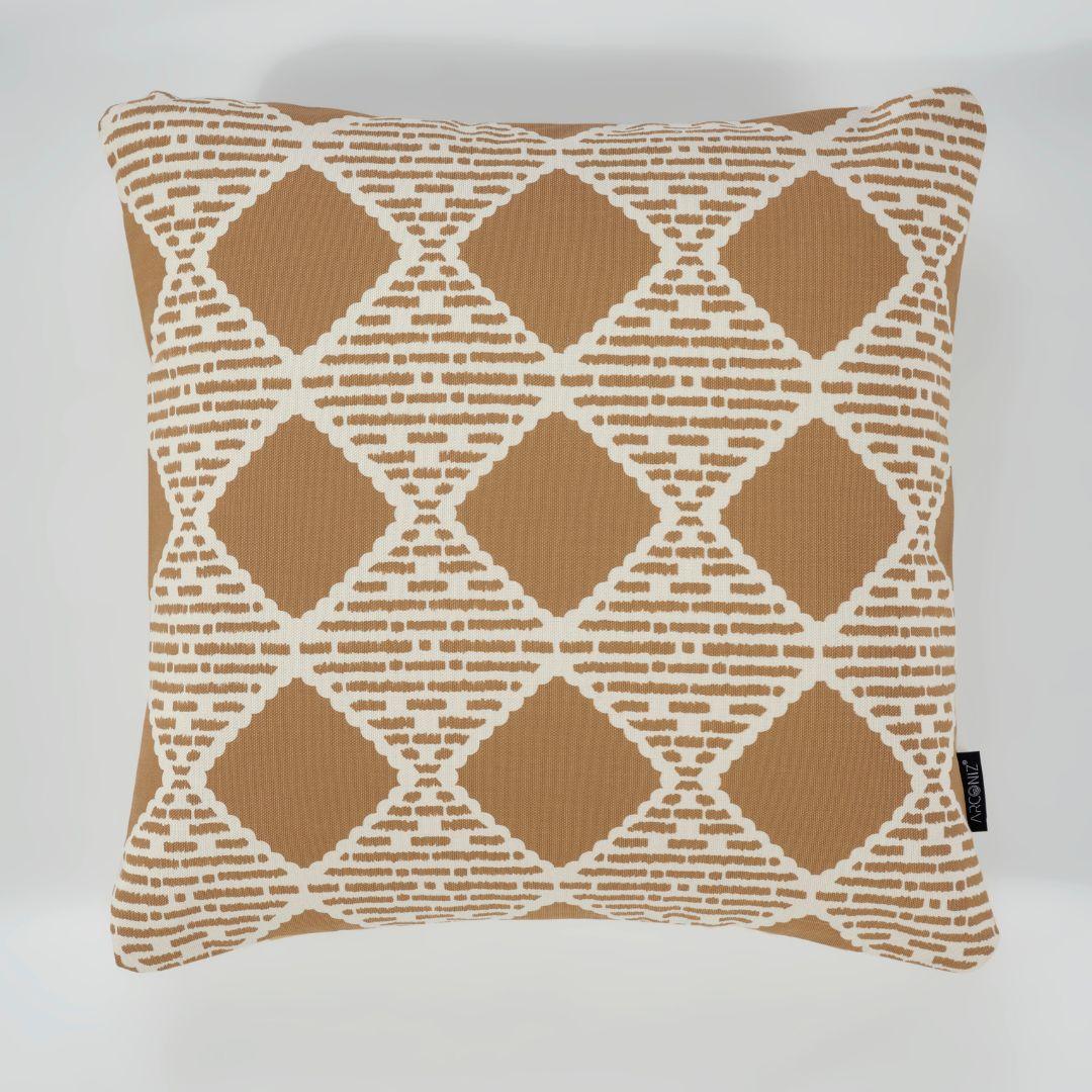 Brown Diamond Geometric Cotton Pillow Covers - THR-COVER-BRO-18.18-1.SGEO.2 - Arconiz