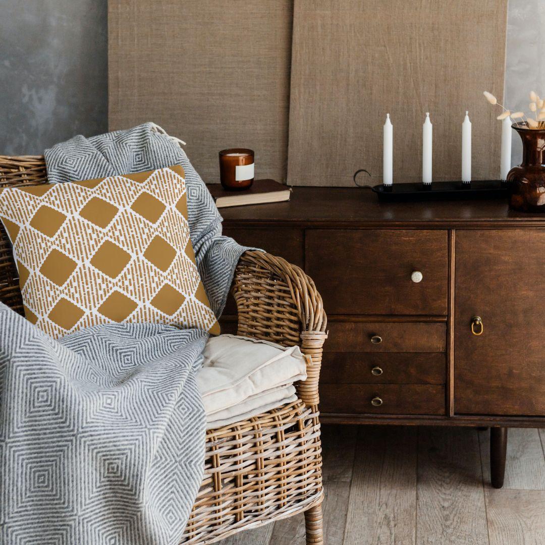 Brown Diamond Geometric Cotton Pillow Covers - THR-COVER-BRO-18.18-1.SGEO.2 - Arconiz