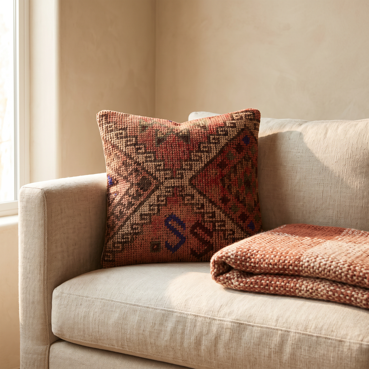 Rust Western Diamond Pillow Cover 20x20 - living room - K-0058