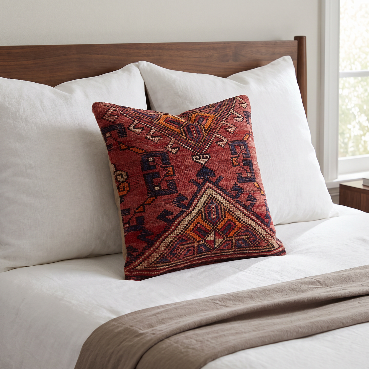 Red Western Medallion Pillow Cover 20x20 - bedroom - L-0022