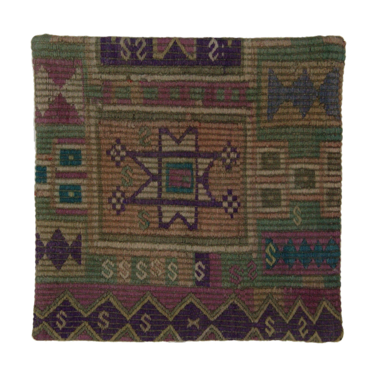 Purple & Green kilim geometric pillow cover 20" x 20" - PC-GEO-PUR-5050-008 - Arconiz