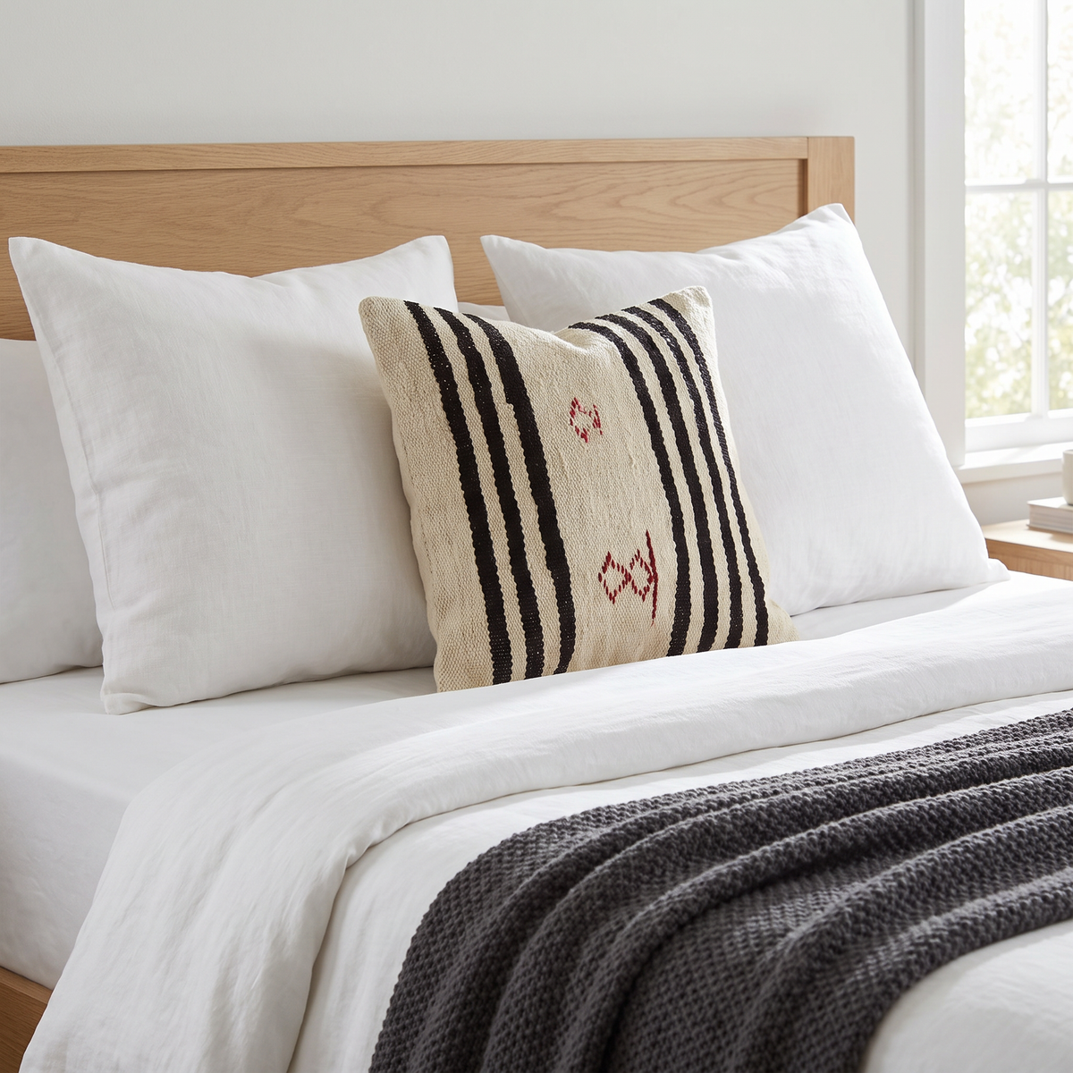 Black Modern Stripe Pillow Cover 20x20 - bedroom - N-0006
