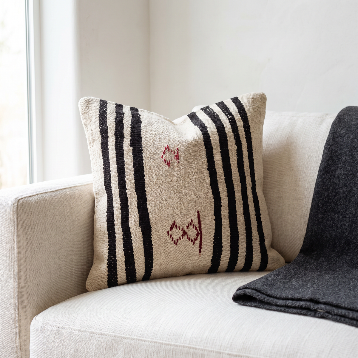 Black Modern Stripe Pillow Cover 20x20 - living room - N-0006