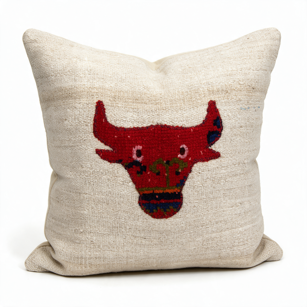 Red Western Bull Pillow Cover 20x20 - styled view - N-0027