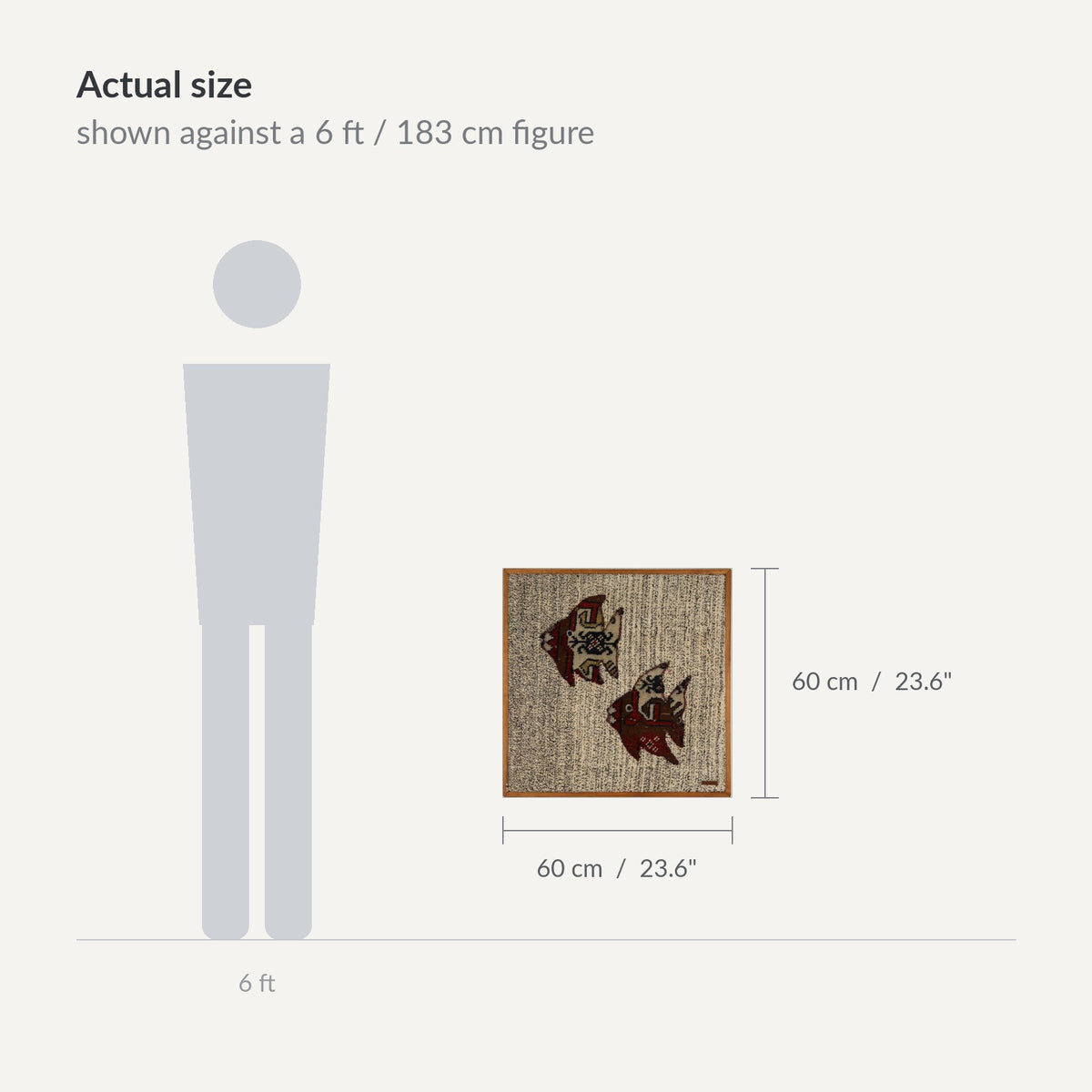 Size guide: 24" x 24" shown against a 6 ft / 183 cm figure - WA-FSP-IVO-6060-001
