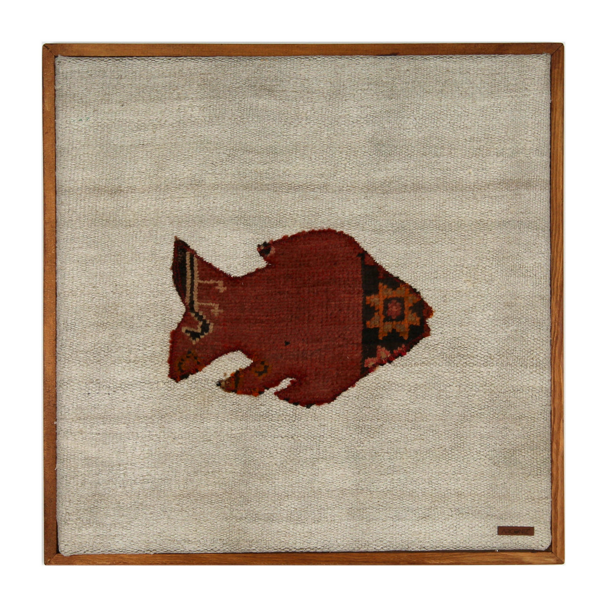 Deep Red Kilim Fish woven wall art 24" x 24" - WA-FSH-DEE-6060-002 - Arconiz