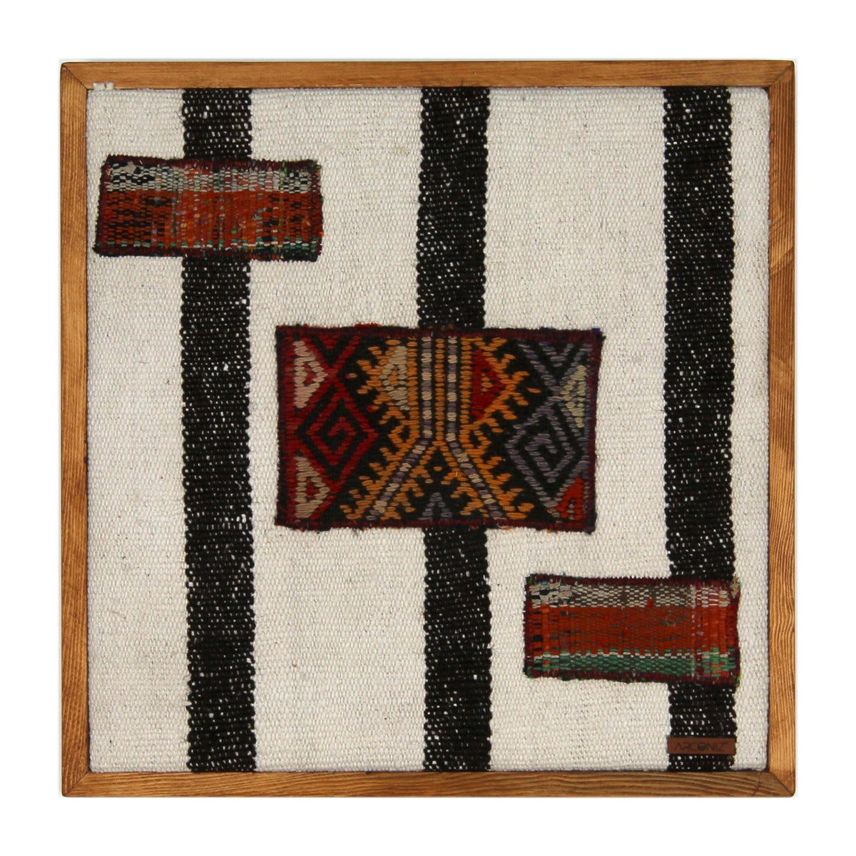 Red & Ochre Kilim Panel woven wall art 18" x 18" - WA-PNL-RED-4545-008 - Arconiz