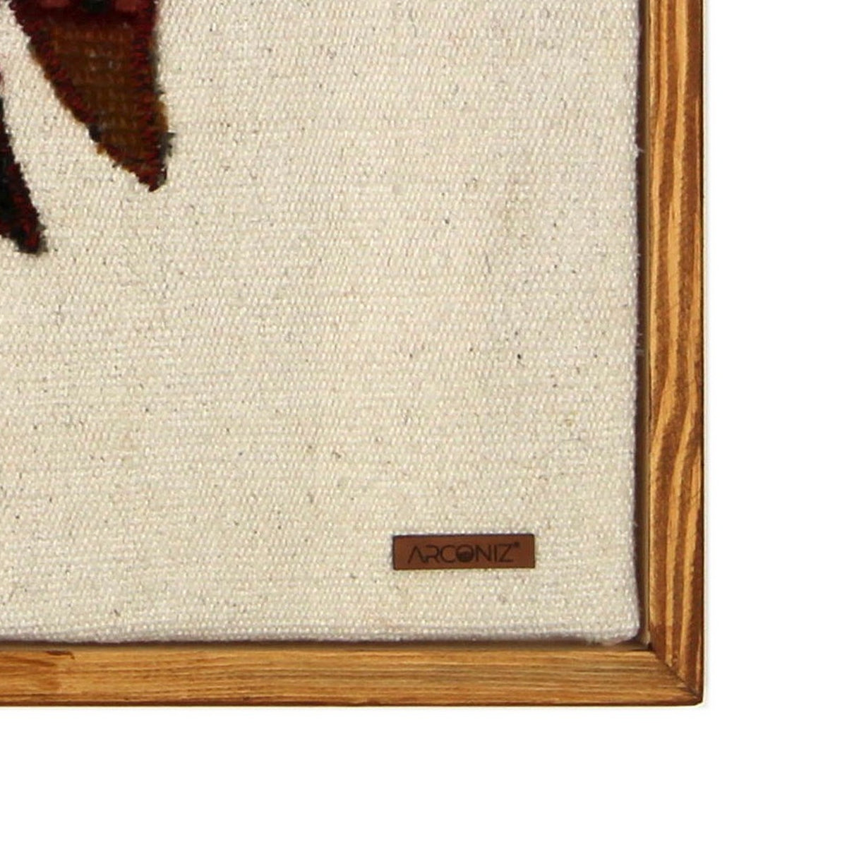 Solid wood frame corner and Arconiz maker's label - WA-FSH-BUR-5050-009