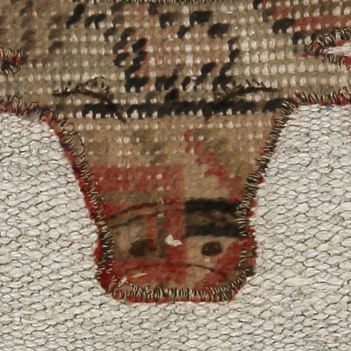Close-up of the handwoven kilim weave - Tan & Rust Kilim Bull on Pale Ivory - WA-BUL-TAN-5050-010 - Arconiz