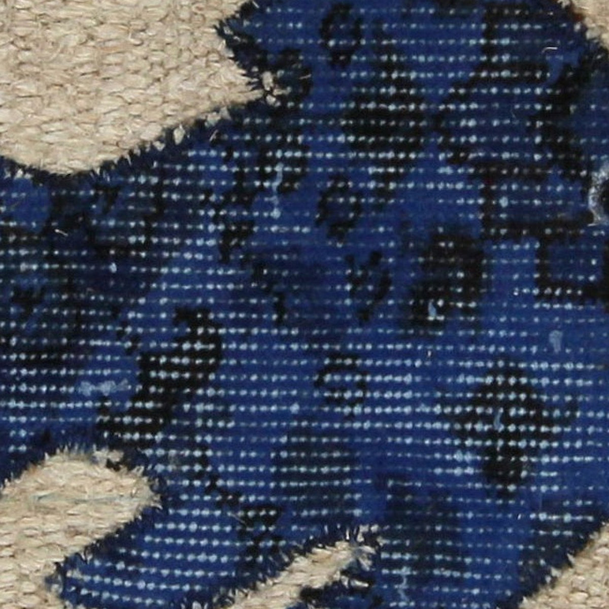 Close-up of the handwoven kilim weave - Cobalt Blue Kilim Fish on Oatmeal & Rose - WA-FSH-COB-5050-013 - Arconiz