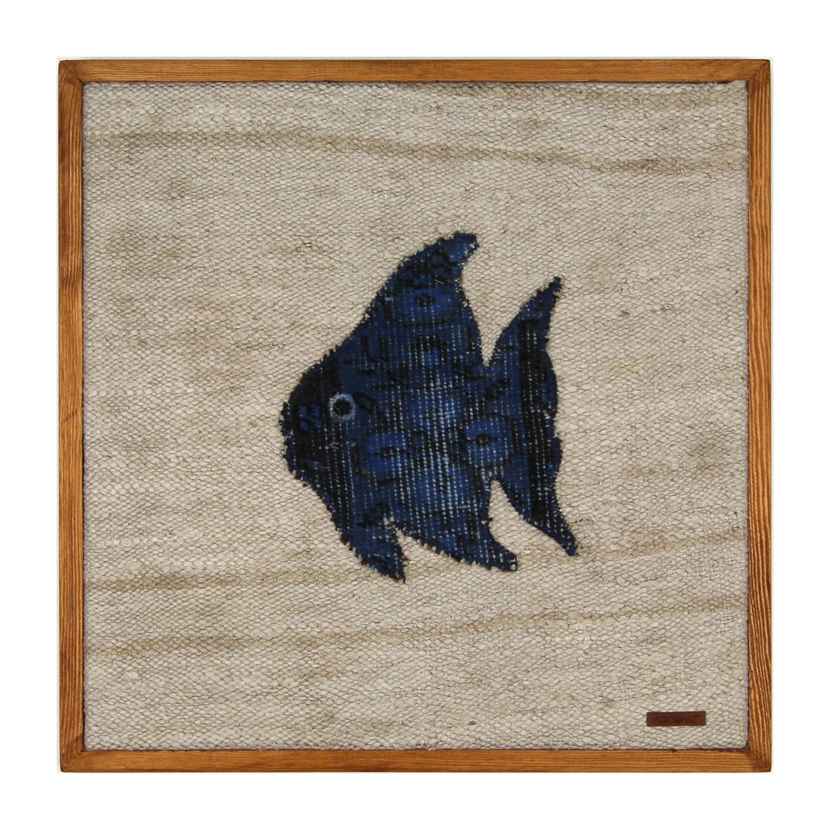 Navy Kilim Fish woven wall art 20" x 20" - WA-FSH-NAV-5050-014 - Arconiz
