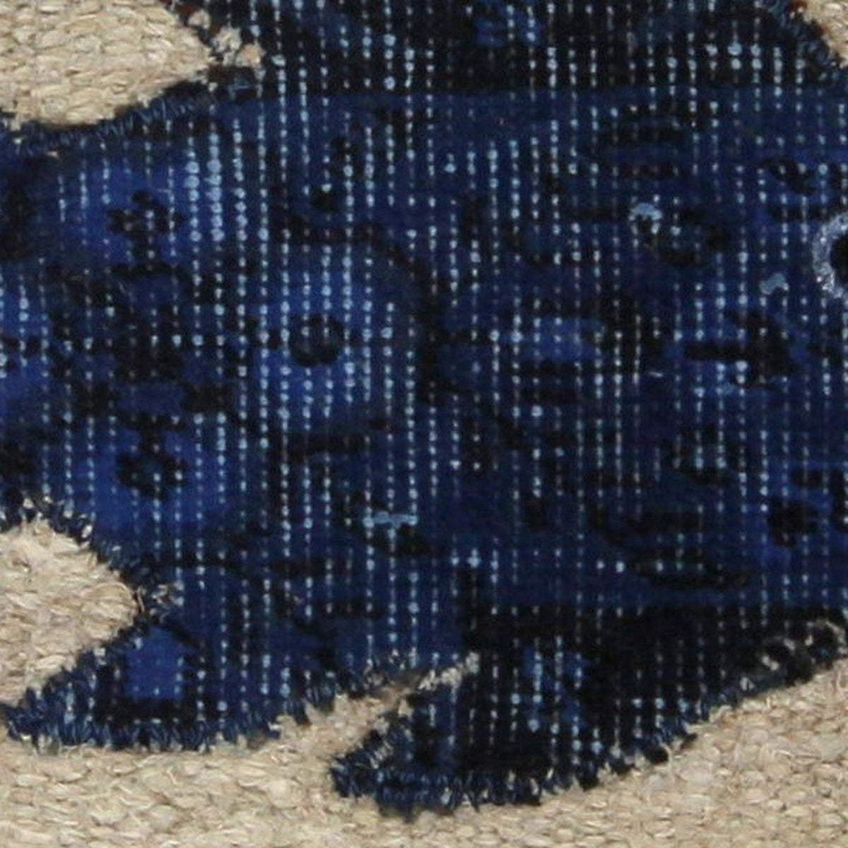 Close-up of the handwoven kilim weave - Indigo Kilim Fish on Oatmeal & Rose - WA-FSH-IND-5050-017 - Arconiz