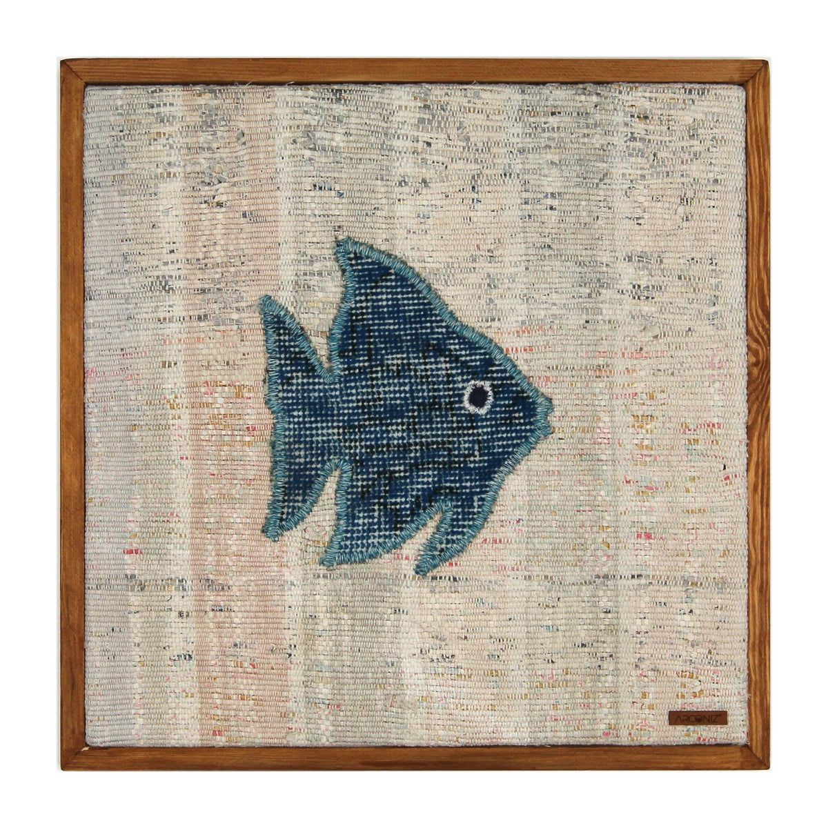Teal Kilim Fish woven wall art 20" x 20" - WA-FSH-TEA-5050-018 - Arconiz