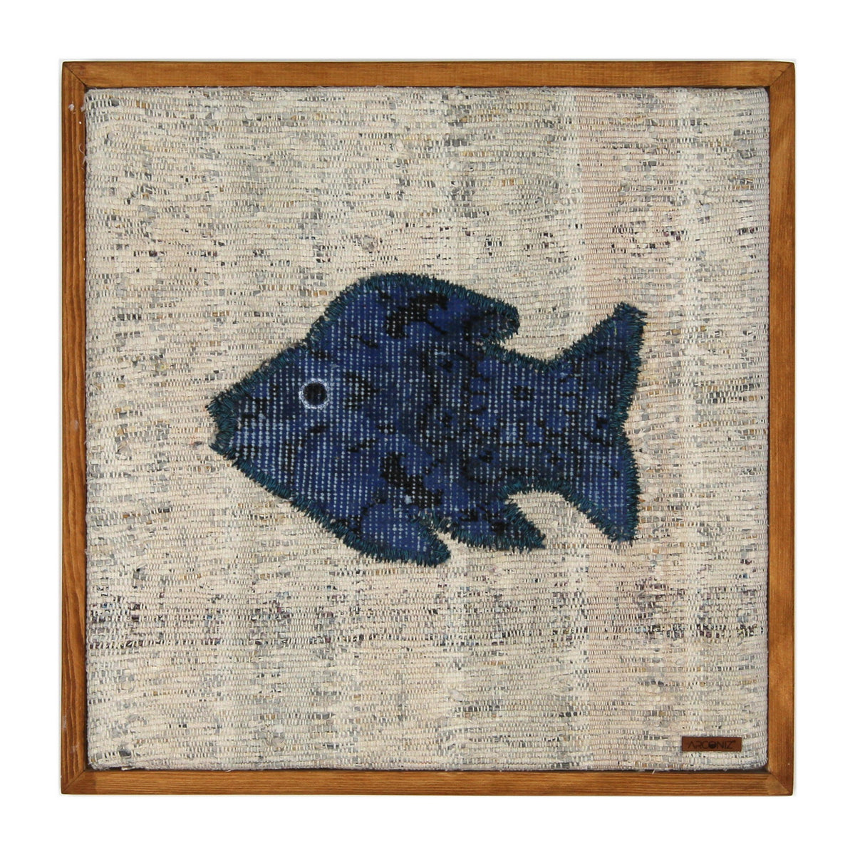 Indigo Kilim Fish woven wall art 20" x 20" - WA-FSH-IND-5050-019 - Arconiz