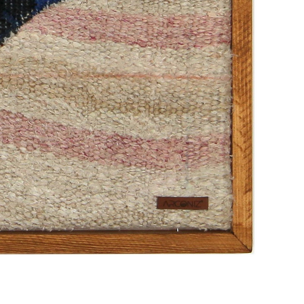 Solid wood frame corner and Arconiz maker's label - WA-FSH-NAV-5050-023