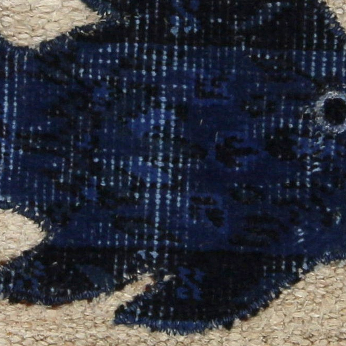 Close-up of the handwoven kilim weave - Navy Kilim Fish on Oatmeal & Rose - WA-FSH-NAV-5050-024 - Arconiz