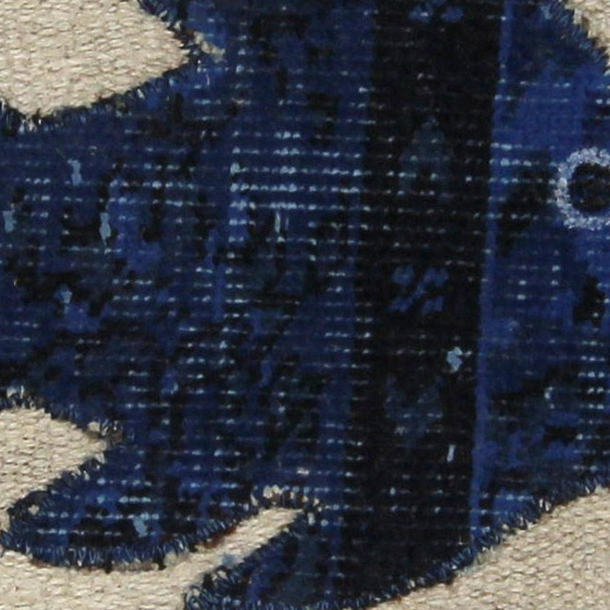 Close-up of the handwoven kilim weave - Cobalt Blue Kilim Fish on Oatmeal - WA-FSH-COB-5050-025 - Arconiz