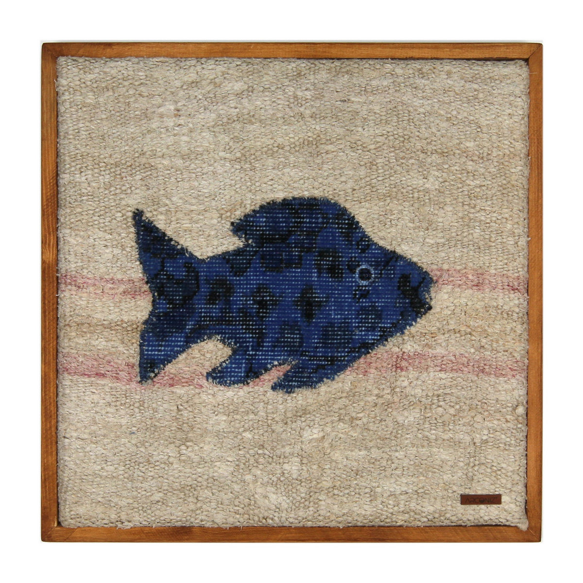 Cobalt Blue Kilim Fish woven wall art 20" x 20" - WA-FSH-COB-5050-027 - Arconiz
