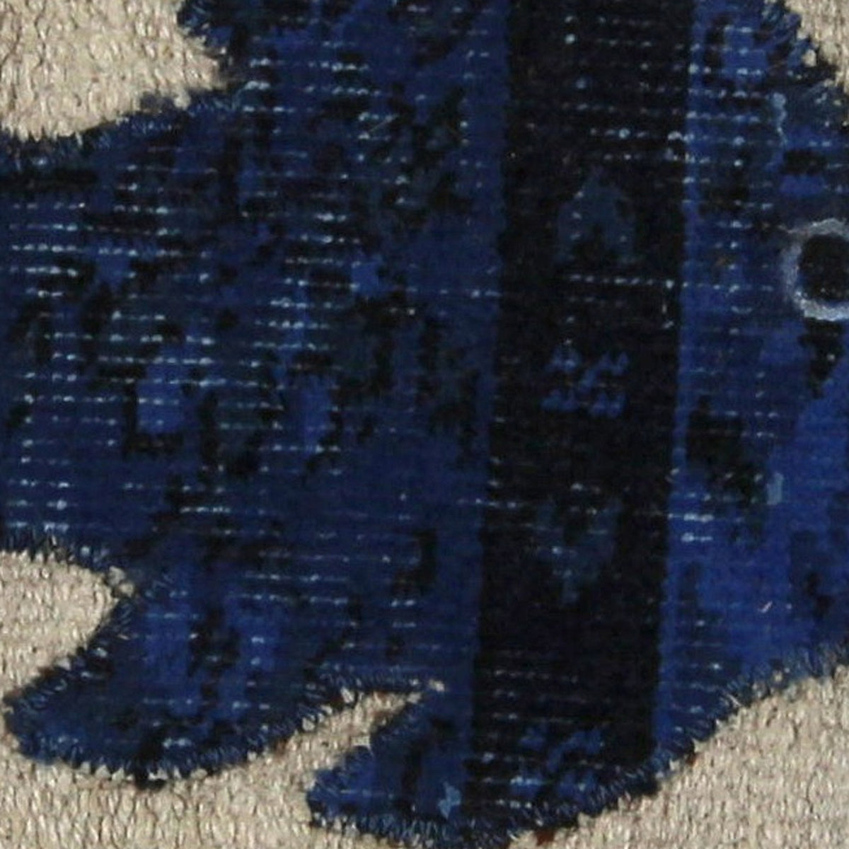 Close-up of the handwoven kilim weave - Indigo Kilim Fish on Oatmeal - WA-FSH-IND-5050-029 - Arconiz