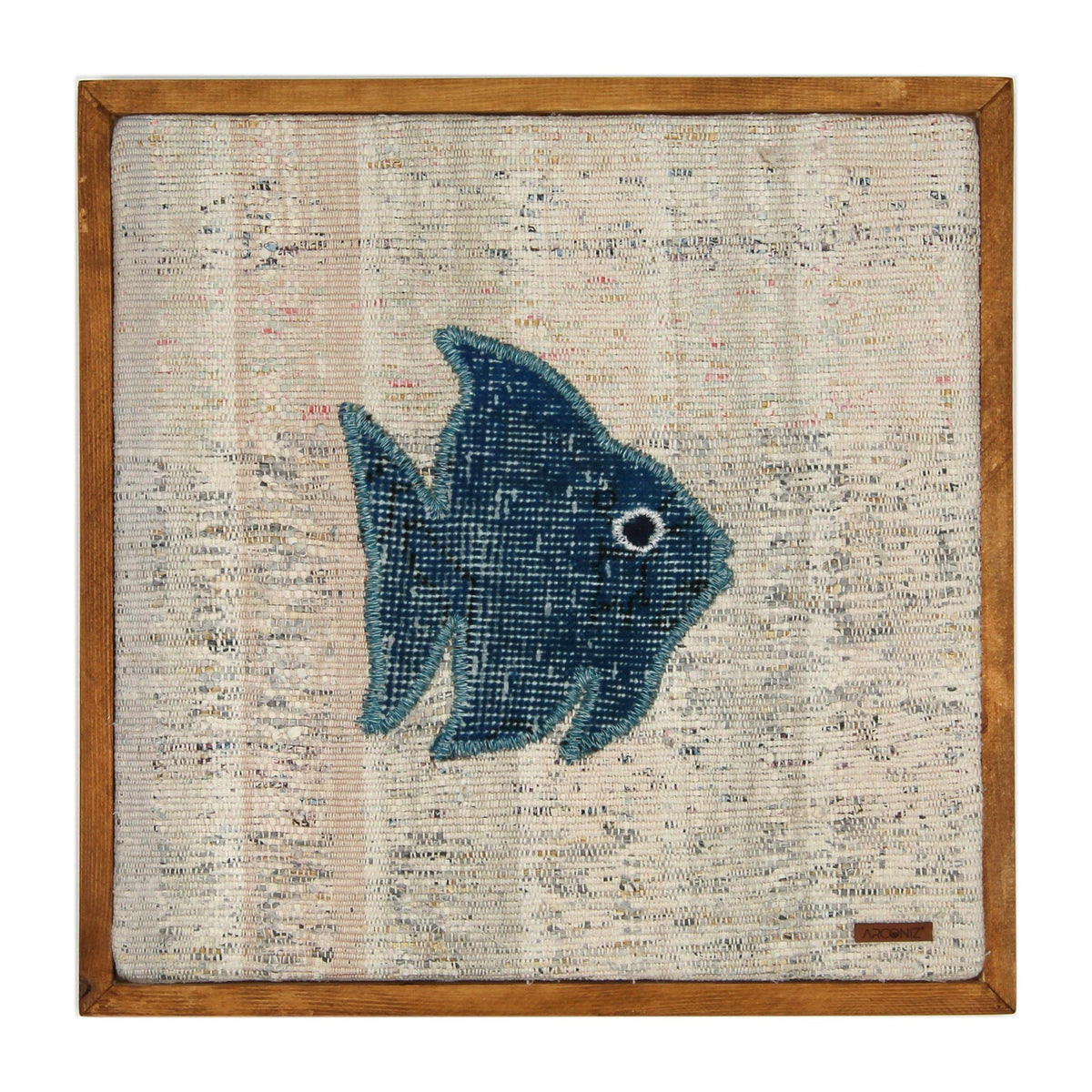 Teal Kilim Fish woven wall art 20" x 20" - WA-FSH-TEA-5050-037 - Arconiz