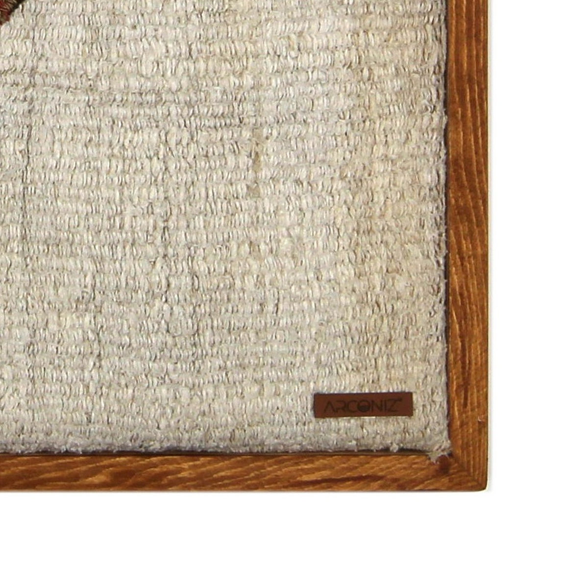 Solid wood frame corner and Arconiz maker's label - WA-MED-RED-5050-050