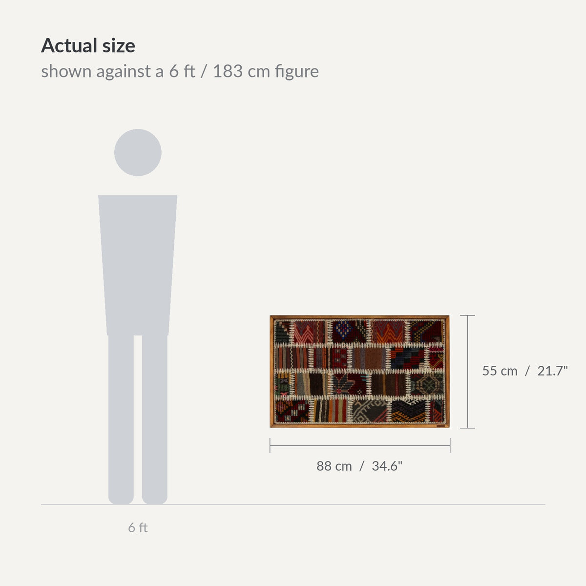 Size guide: 35" x 22" shown against a 6 ft / 183 cm figure - WA-PCH-RED-8855-052