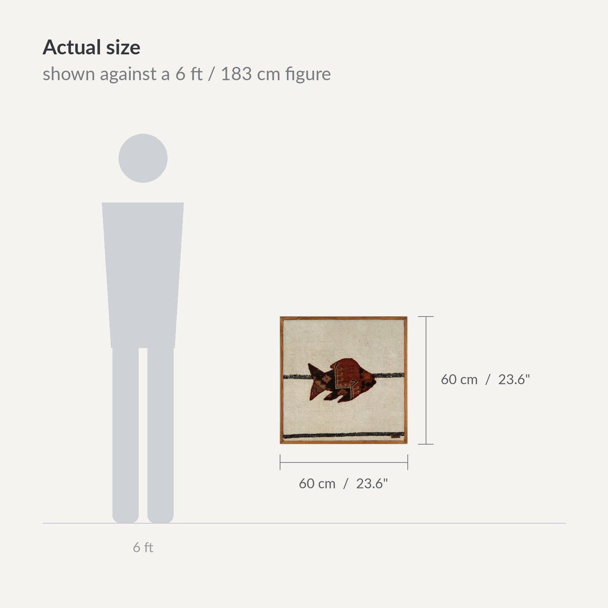 Size guide: 24" x 24" shown against a 6 ft / 183 cm figure - WA-FSH-DEE-6060-057