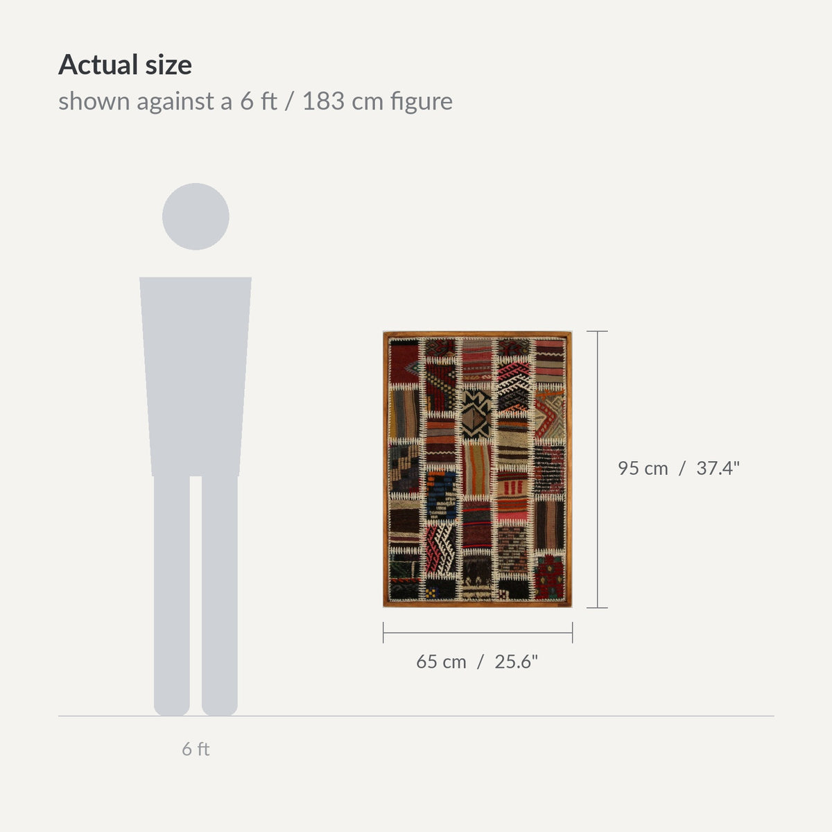 Size guide: 26" x 37" shown against a 6 ft / 183 cm figure - WA-PCH-RED-6595-060