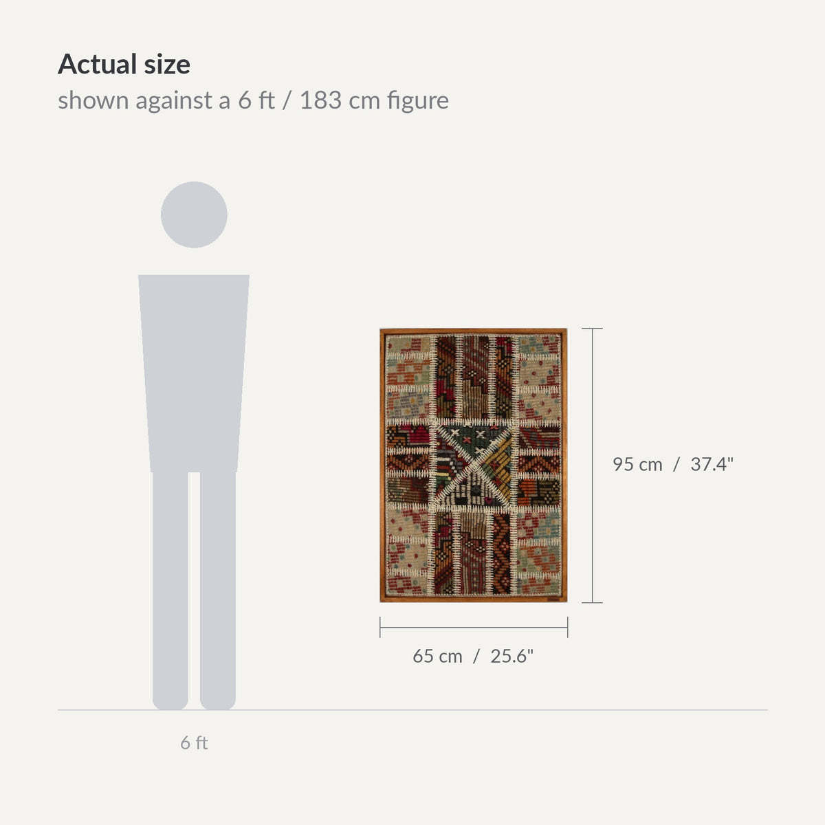 Size guide: 26" x 37" shown against a 6 ft / 183 cm figure - WA-PCH-RUS-6595-062