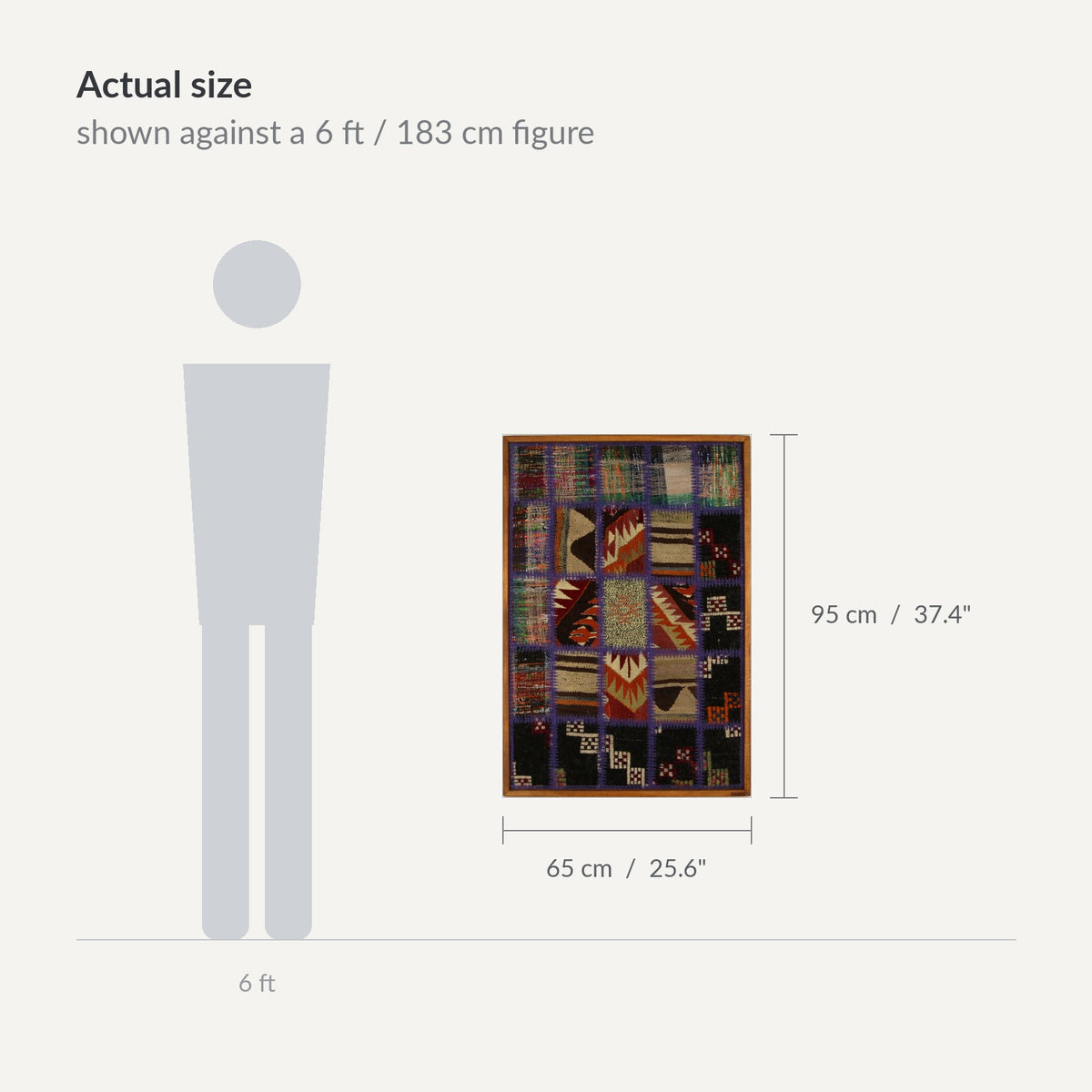 Size guide: 26" x 37" shown against a 6 ft / 183 cm figure - WA-PCH-VIO-6595-066